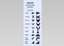 Ansicht auf taktile Markierungspunkte für die Waschmaschine in der Farbe schwarz