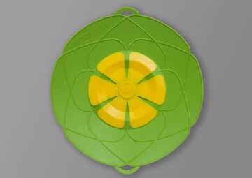 Ansicht auf die grün-gelbe Plastik, ähnlich einer Blüte.
