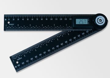 Ansicht auf einen digitalen Winkelmesser in der  Farbe Schwarz