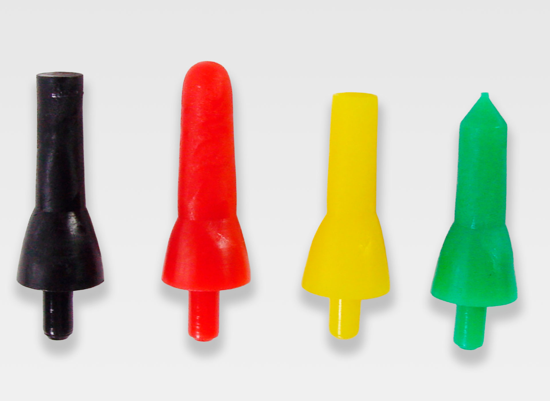 Ansicht auf die vier verschieden farbigen Spielsteine.