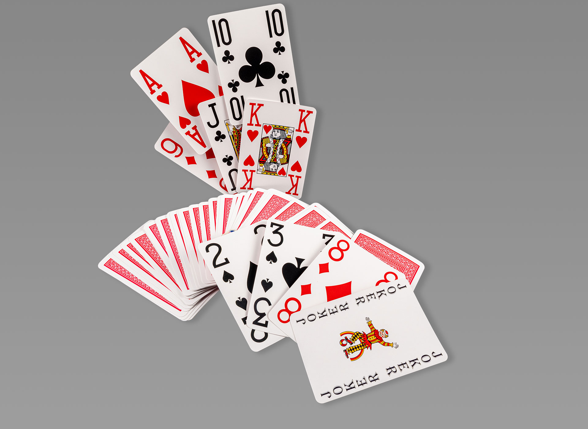 Ansicht auf die aufgefächerten Spielkarten.