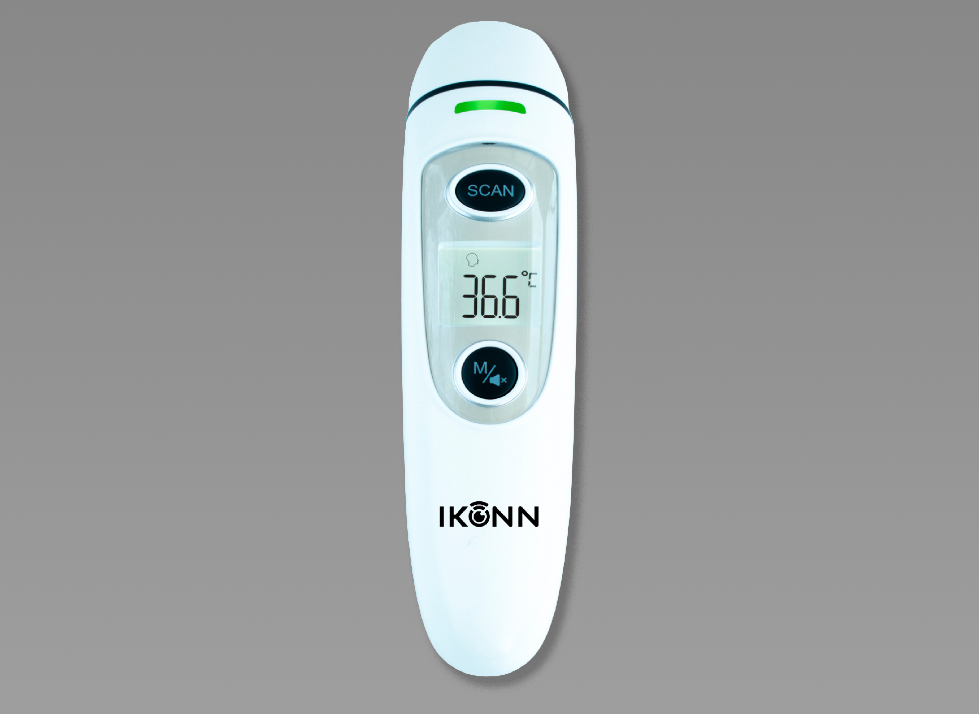 Ansicht auf ein digitales Fieberthermometer für Messungen an der Stirn